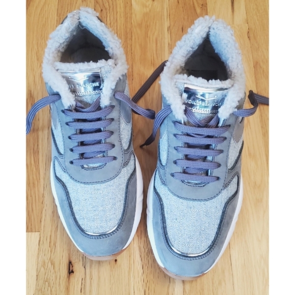 VOILE BLANCHE JULIA FUR SHEEPSKIN-LINED SNEAKERS Size 41 US 11 Gray - Picture 3 of 12